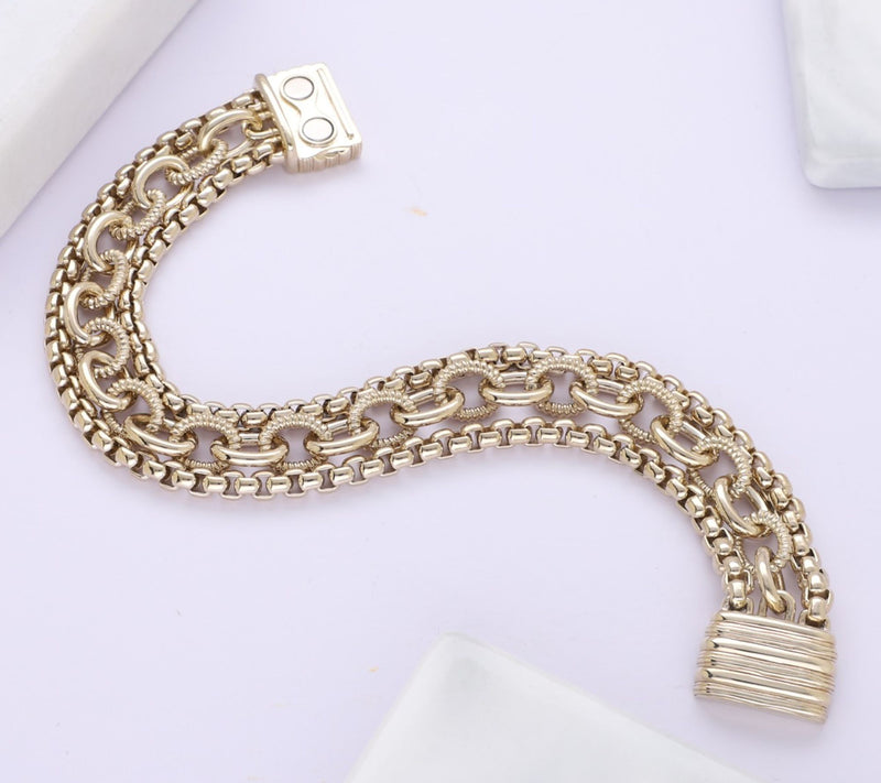 Ariva 18K Gold Clad Multi-Chain Bracelet — View 4