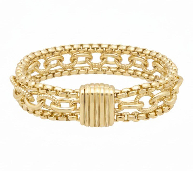 Ariva 18K Gold Clad Multi-Chain Bracelet — View 2