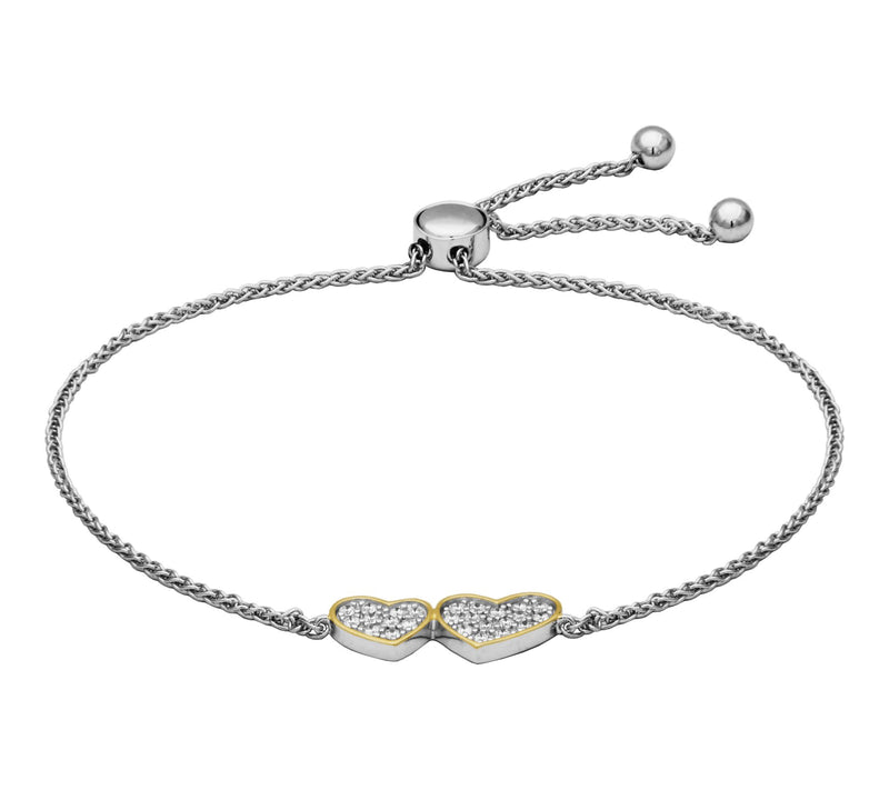 LuxLab 0.25 cttw Lab Grown Diamond Double HeartBracelet — View 2