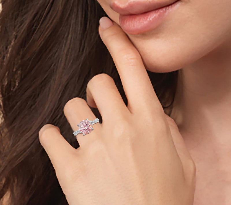 Fire Light 2.65 cttw Pink Lab Grown Diamond Ring, 14K Gold — View 4