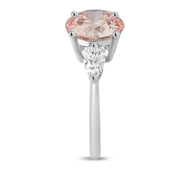 Fire Light 3.50 cttw Pink Round Lab Grown Diamond Ring, 14K — View 2