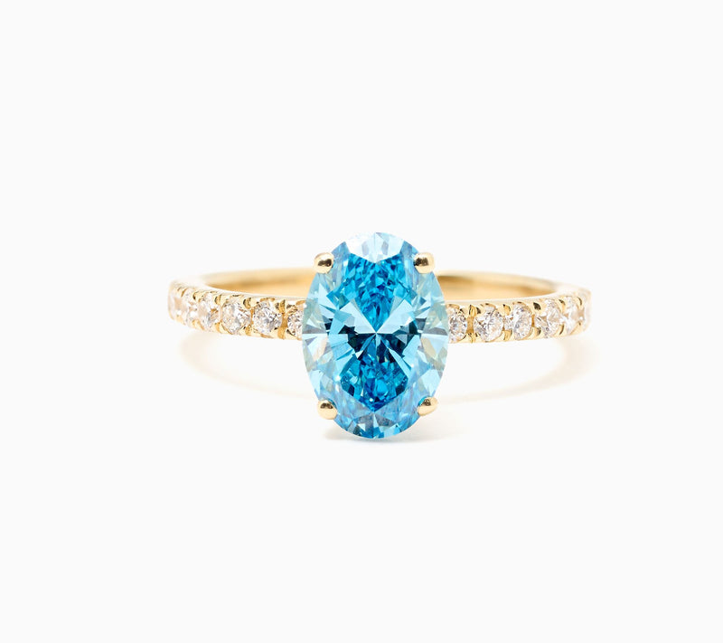 Fire Light Lab Grown Diamond 2.50 cttw Color Ring, 14K Yellow Gold — View 3