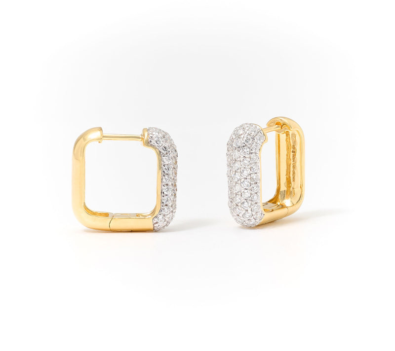 Fire Light Lab Grown Diamonds 1 cttw Square Huggie Hoops, Sterling — View 2