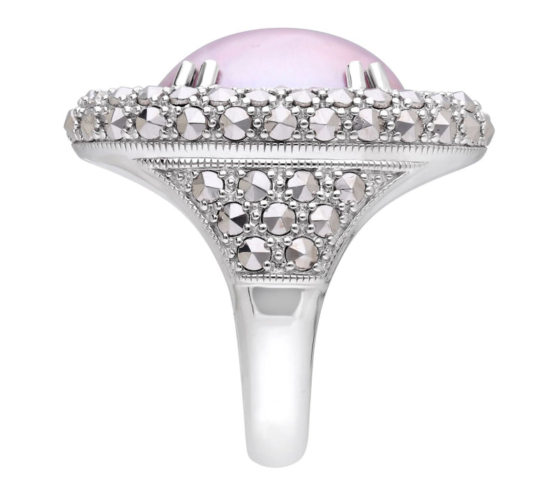 Dallas Prince Sterling Chrome Marcasite Pink Mabe Pearl Ring — View 3