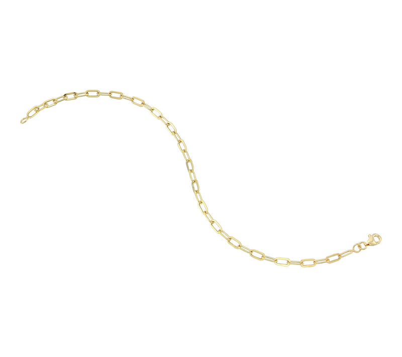Adorna 14K Gold 3.2mm Solid Paper Clip Link Bracelet — View 2