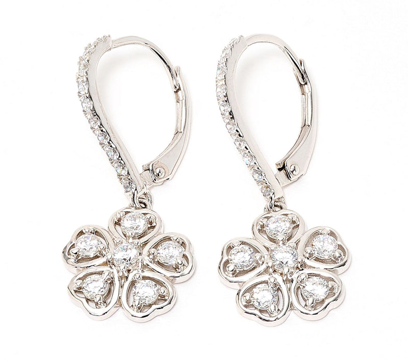 Diamonique x Kathy Levine Heart Bouquet Leverback Earrings, Sterl — View 3