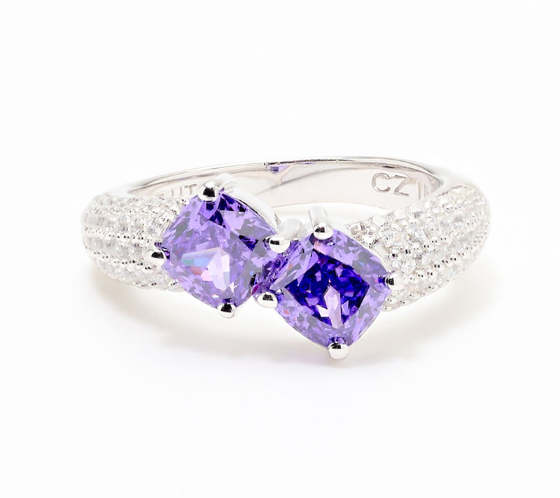 Diamonique x Kathy Levine Applause Double Cushion Ring, Sterling — Main view