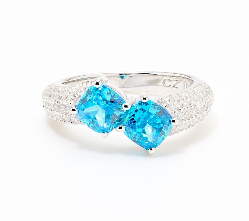 Diamonique x Kathy Levine Applause Double Cushion Ring, Sterling — View 8