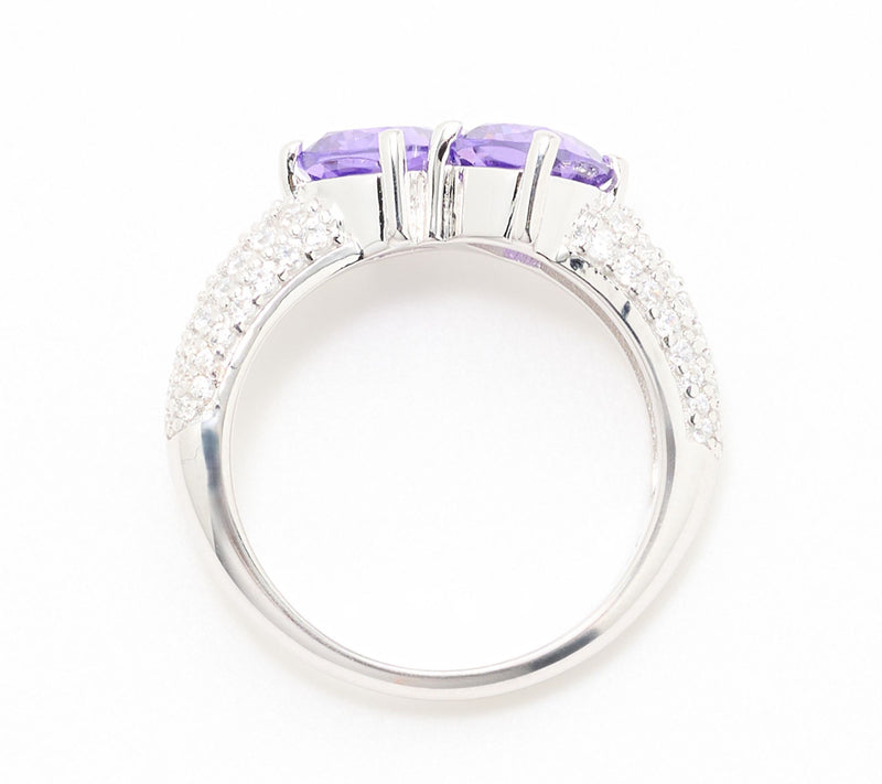 Diamonique x Kathy Levine Applause Double Cushion Ring, Sterling — View 3