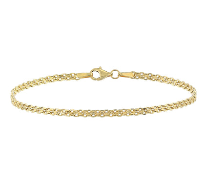 Adorna 14K Gold 2.6mm Solid Bismark Chain Bracelet