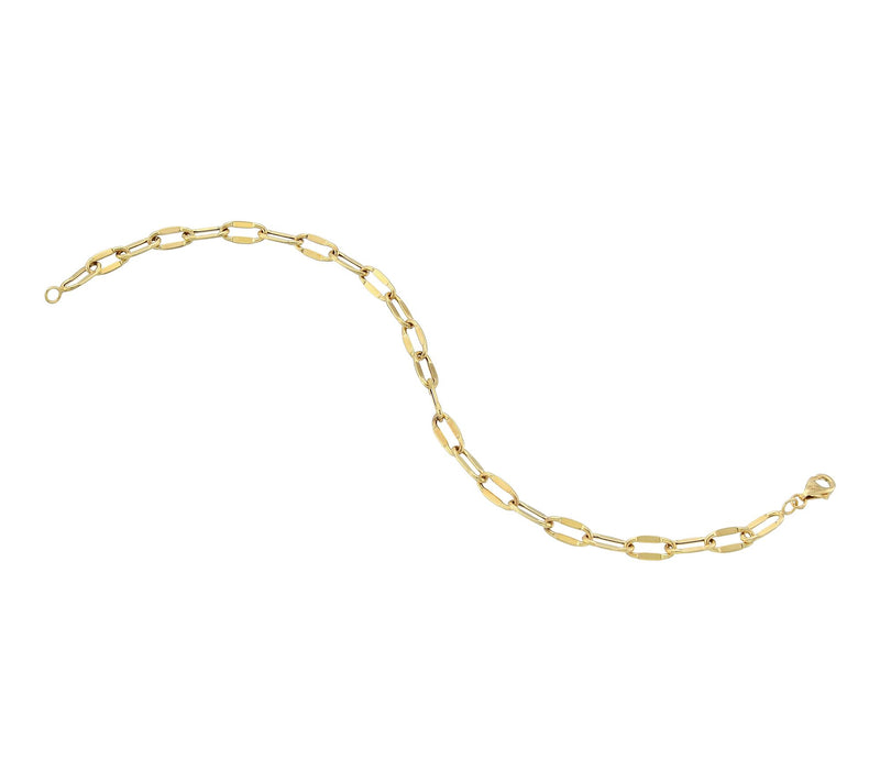 Adorna 14K Gold 4.5mm Diamond Cut Oval Mirrow Link Bracelet — View 2