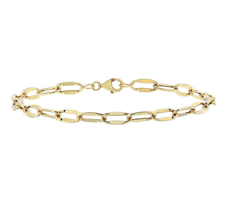 Adorna 14K Gold 4.5mm Diamond Cut Oval Mirrow Link Bracelet — Main view