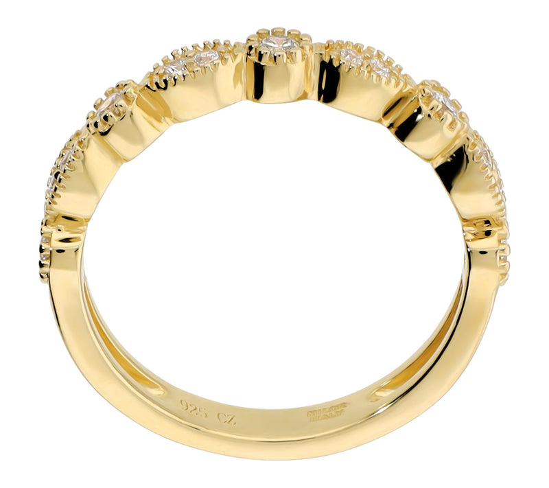 Diamonique Round & Marquise Cut Band Ring, 14KGold Plated — View 3