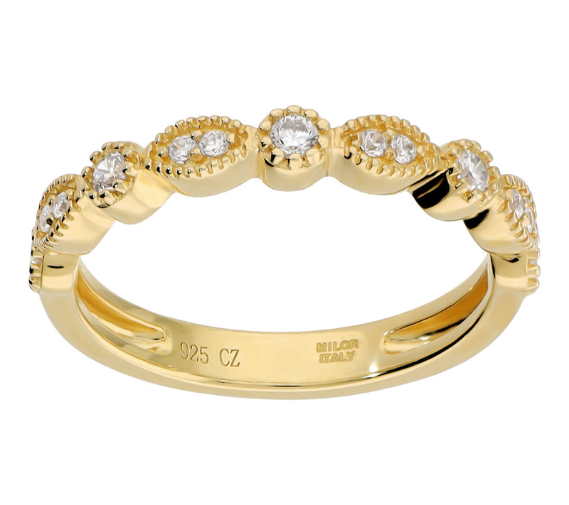 Diamonique Round & Marquise Cut Band Ring, 14KGold Plated — View 6