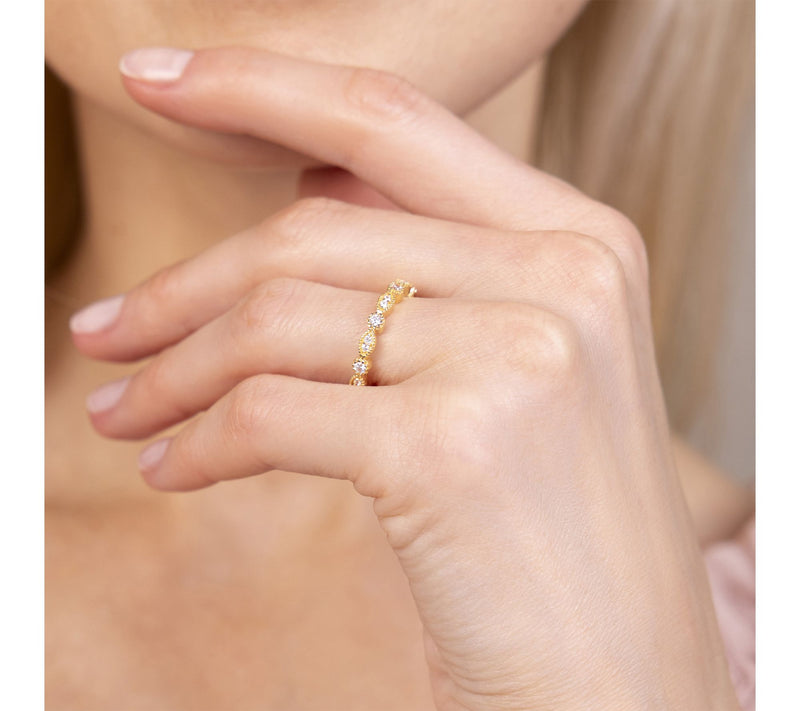Diamonique Round & Marquise Cut Band Ring, 14KGold Plated — View 4