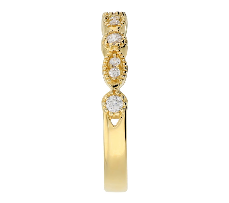 Diamonique Round & Marquise Cut Band Ring, 14KGold Plated — View 2