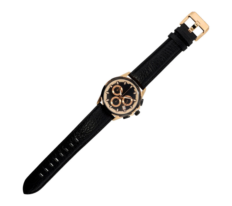 Bronzo Italia 14K Rose Plated Chronograph Leather Watch — View 2