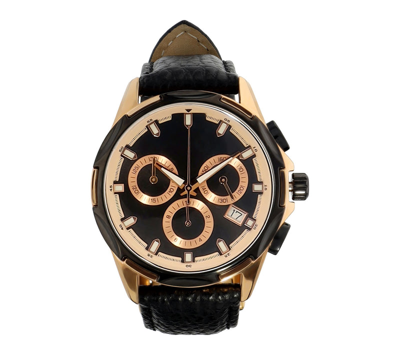 Bronzo Italia 14K Rose Plated Chronograph Leather Watch — Main view