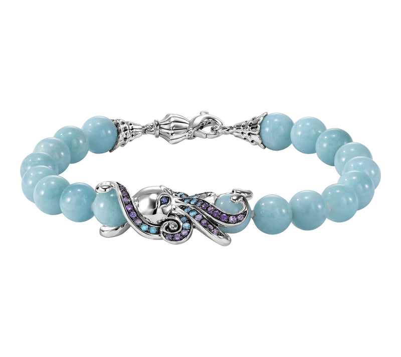 Third Person Sterling Sea & Soul Octopus Gemstone Bracelet — View 4
