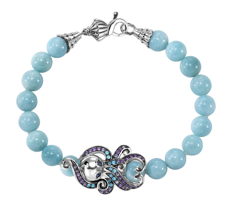 Third Person Sterling Sea & Soul Octopus Gemstone Bracelet — View 3