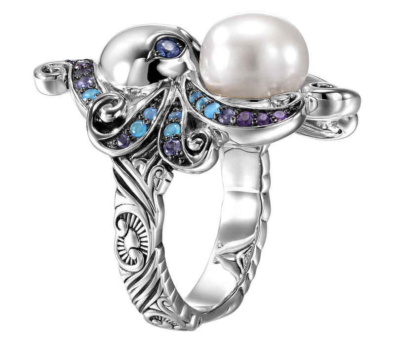Third Person Sterling Silver Sea & Soul OctopusGemstone Ring — View 6