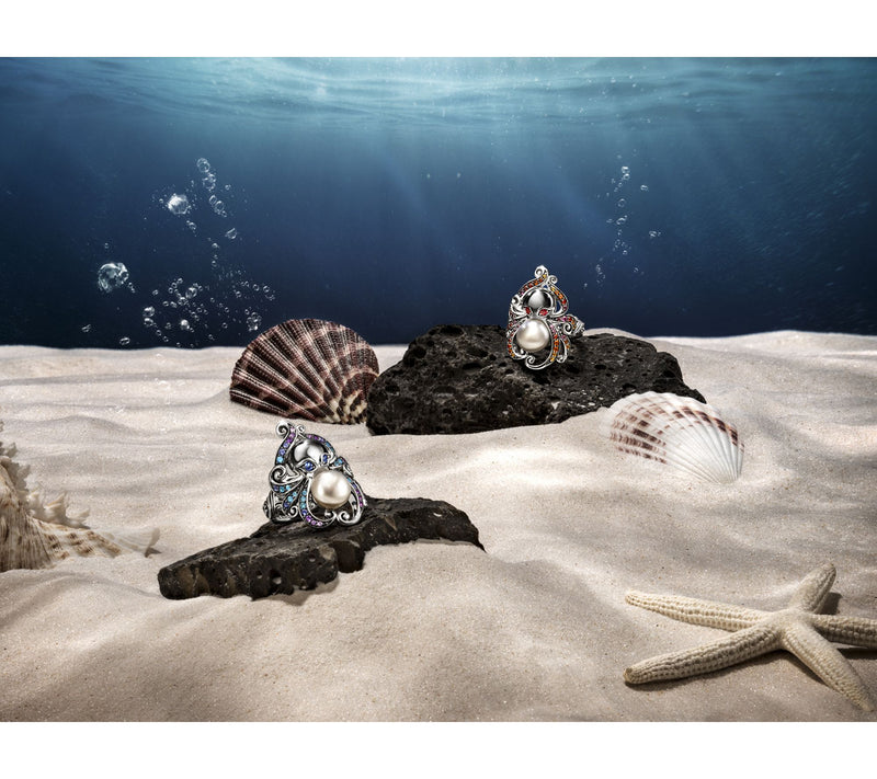 Third Person Sterling Silver Sea & Soul OctopusGemstone Ring — View 9