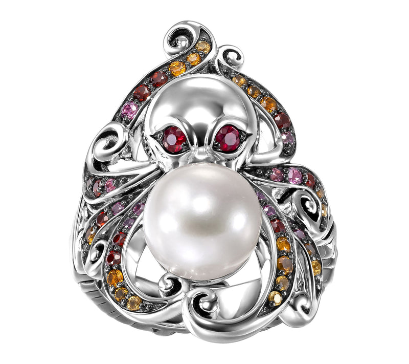 Third Person Sterling Silver Sea & Soul OctopusGemstone Ring — View 5