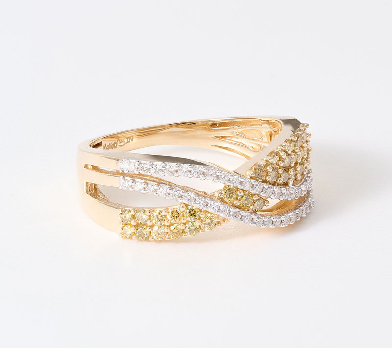 Kallati 0.45 cttw Diamond Cross Over Band Ring, 14k Gold — Main view