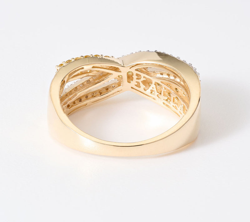 Kallati 0.45 cttw Diamond Cross Over Band Ring, 14k Gold — View 3