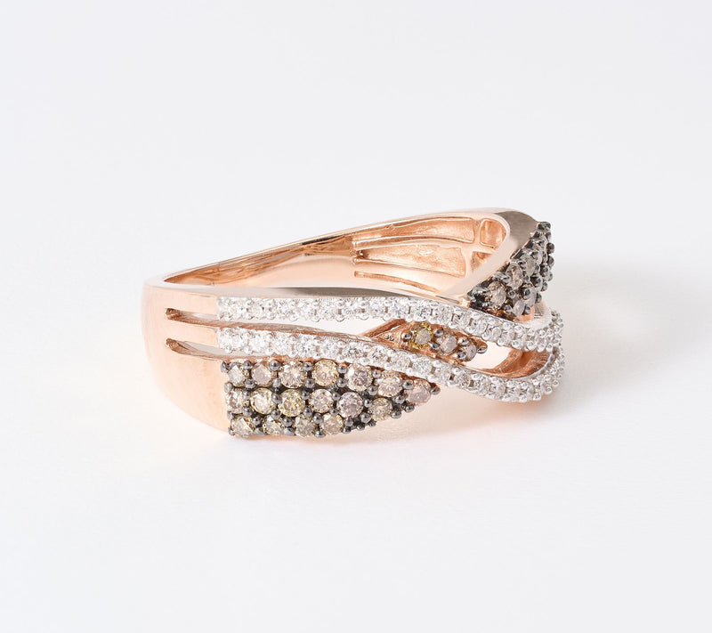 Kallati 0.45 cttw Diamond Cross Over Band Ring, 14k Gold — View 11