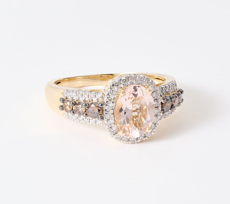 Kallati Morganite & Coco Diamond Ring, 14k Gold — Main view