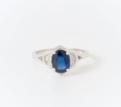 Kallati Diamond & Oval Sapphire Center Stone Ring, 14K Gold