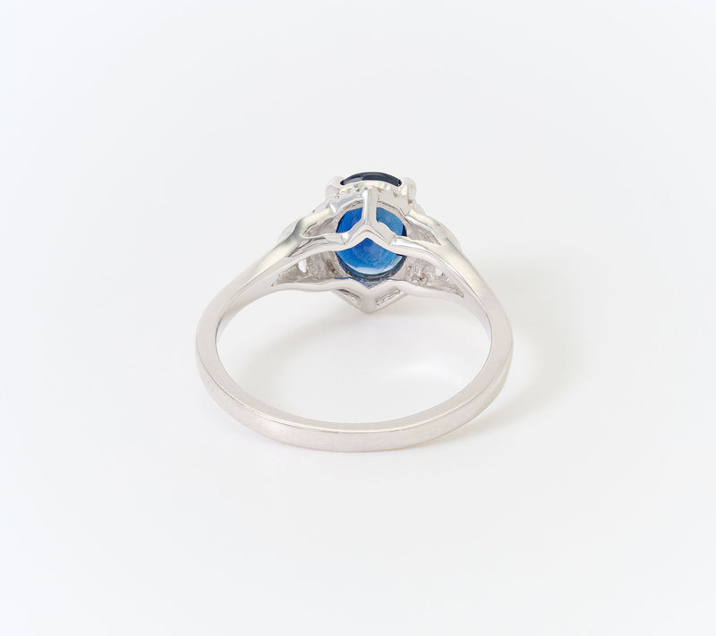 Kallati Diamond & Oval Sapphire Center Stone Ring, 14K Gold — View 3