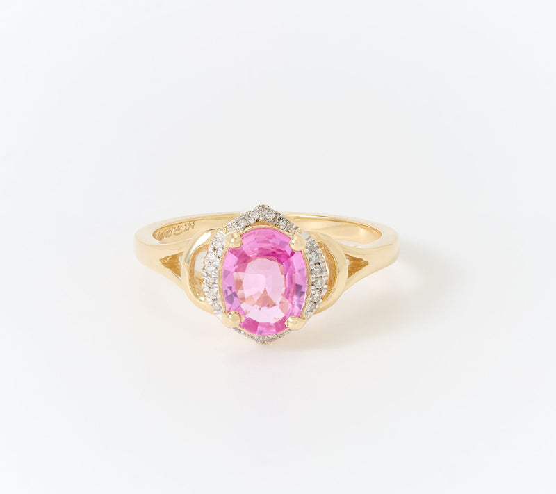 Kallati Diamond & Oval Sapphire Center Stone Ring, 14K Gold — View 8