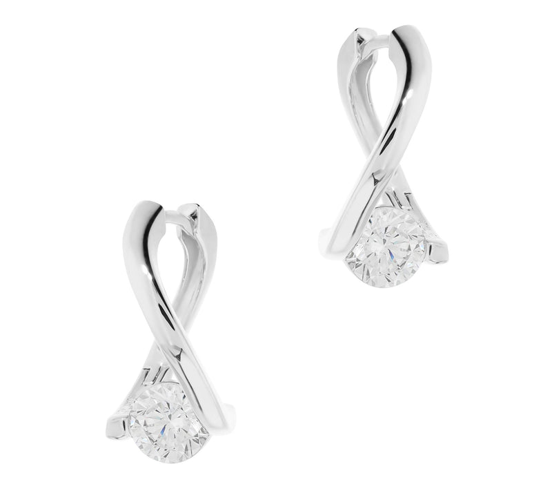 Diamonique x Bronzo Italia Twist Polished HoopEarrings — View 6