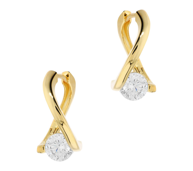 Diamonique x Bronzo Italia Twist Polished HoopEarrings — View 7