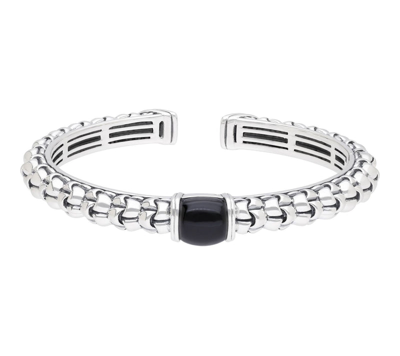 Tiffany Kay Studio Sterling Silver Onyx Purl Knit Hinged Cuff — View 6