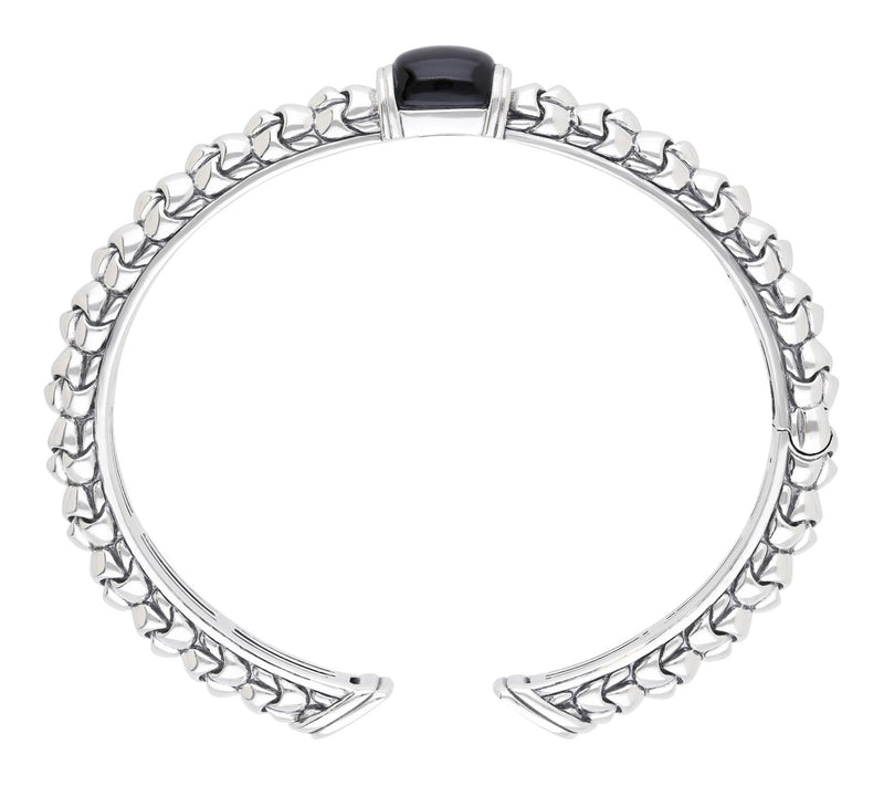 Tiffany Kay Studio Sterling Silver Onyx Purl Knit Hinged Cuff — View 2