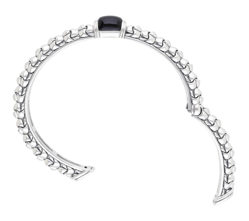 Tiffany Kay Studio Sterling Silver Onyx Purl Knit Hinged Cuff — View 3