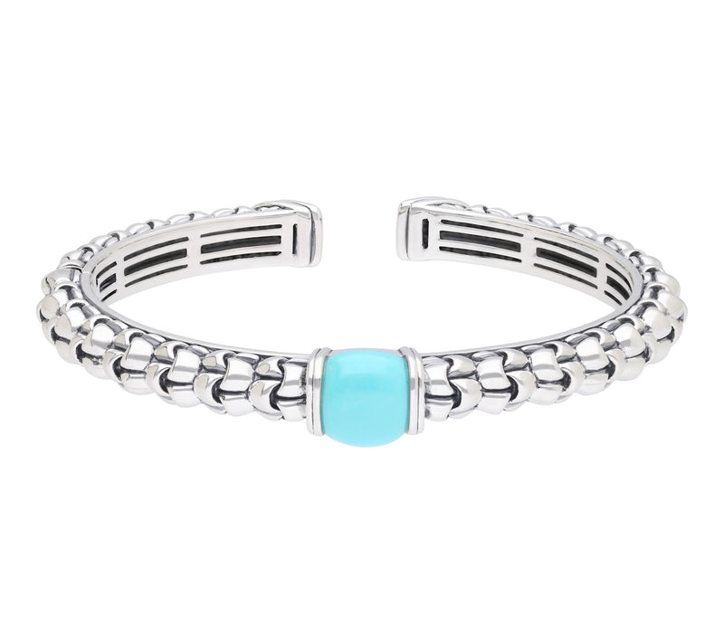 Tiffany Kay Studio Sterling Turquoise Purl KnitHinged Cuff — View 6
