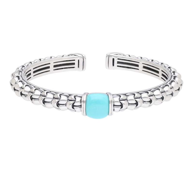 Tiffany Kay Studio Sterling Turquoise Purl KnitHinged Cuff — Main view