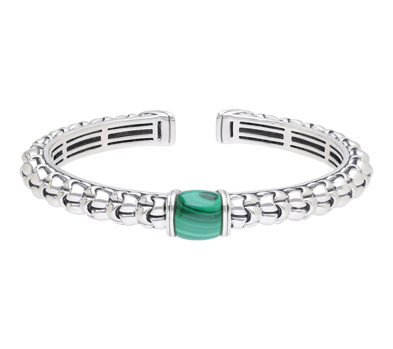 Tiffany Kay Studio Sterling Malachite Purl KnitHinged Cuff — View 6