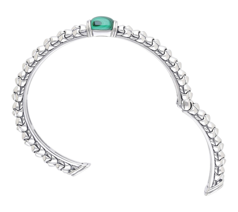 Tiffany Kay Studio Sterling Malachite Purl KnitHinged Cuff — View 3