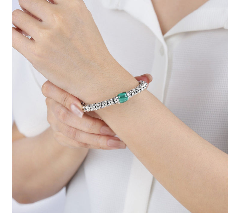 Tiffany Kay Studio Sterling Malachite Purl KnitHinged Cuff — View 4