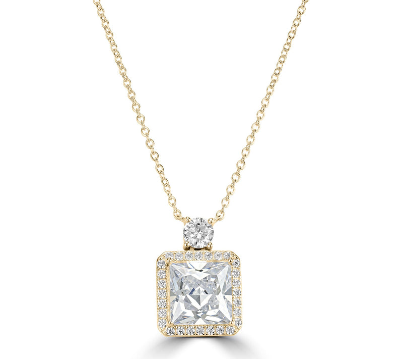Diamonique x Kathy Levine Princess Cut Halo Necklace, Sterling — View 11