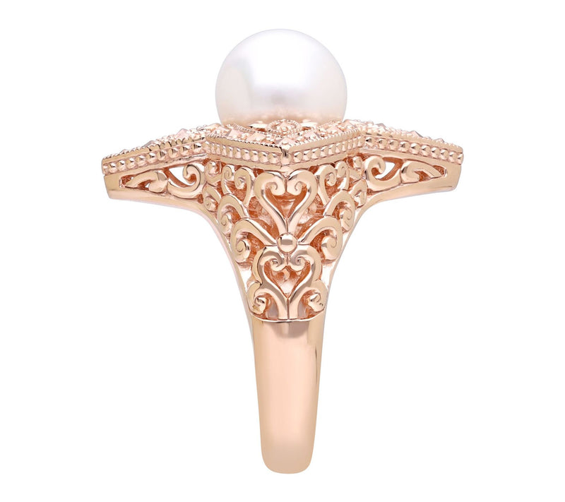 Dallas Prince 14K Clad Chrome Marcasite Cultured Pearl Ring — View 4