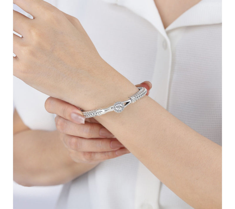 Tiffany Kay Studio Sterling Silver Button Hinged Bangle — View 5