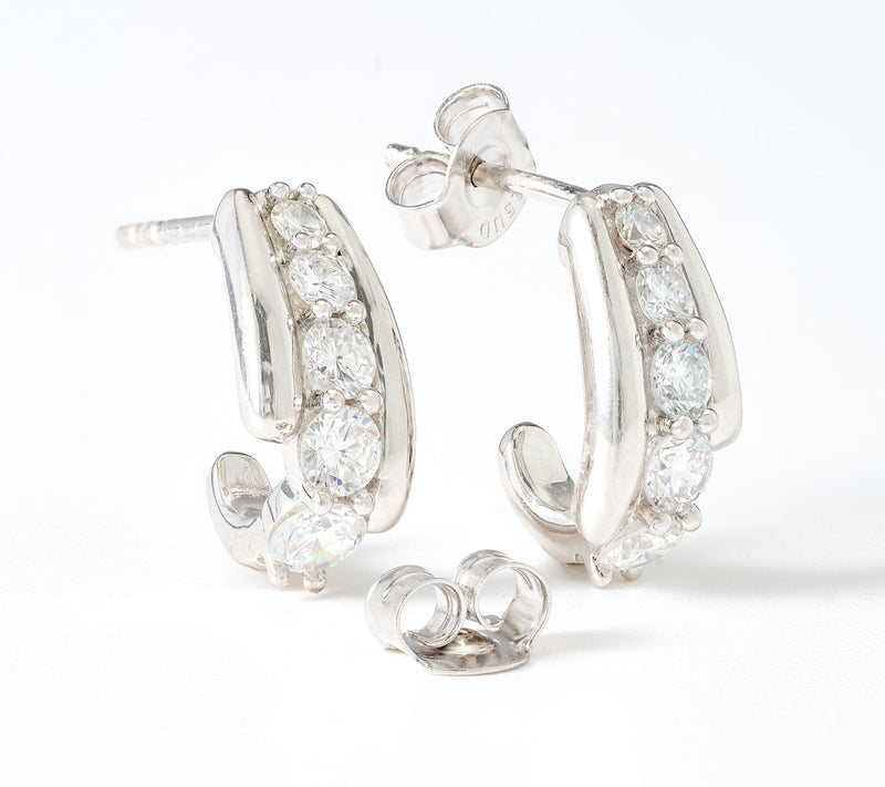 Fire Light Lab Grown Diamond 1 cttw J Hoop Earrings, Sterling Silver — View 2