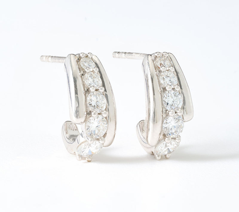 Fire Light Lab Grown Diamond 1 cttw J Hoop Earrings, Sterling Silver — View 6