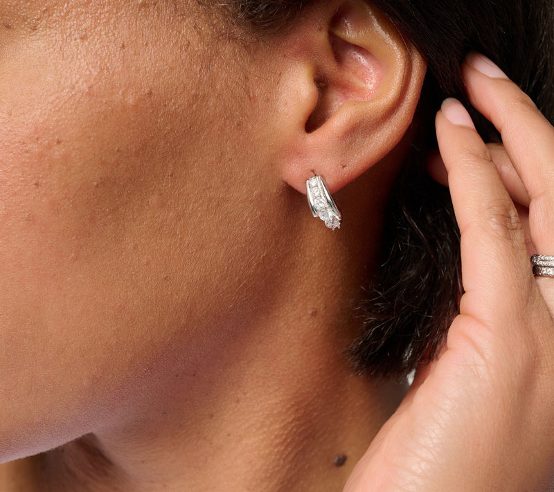 Fire Light Lab Grown Diamond 1 cttw J Hoop Earrings, Sterling Silver — View 3